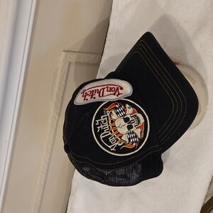 Vintage Von Dutch Black Cap with Skull and Logo Patches